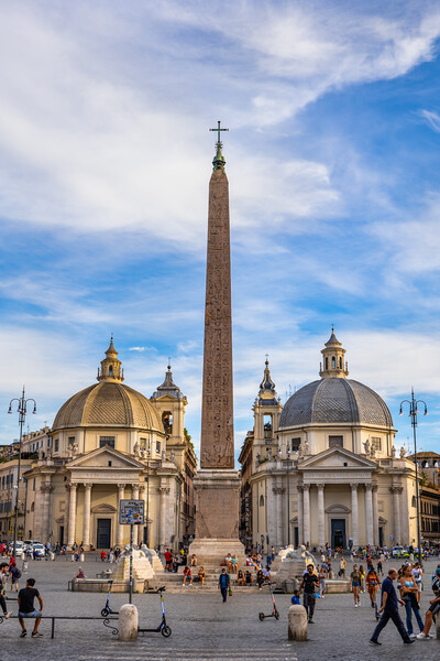Piazza del Popolo Churches and Obelisk in Rome Picture Board by Artur Bogacki