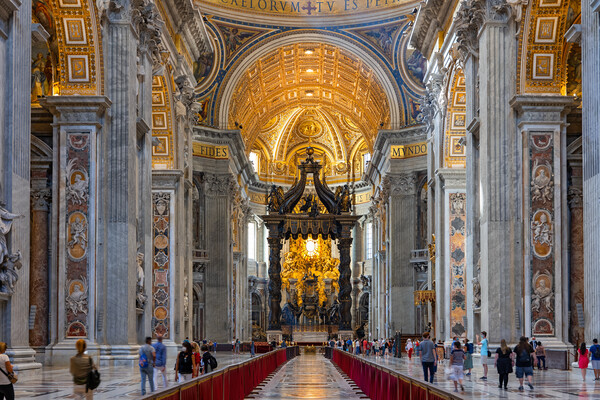 Saint Peter Basilica Interior In Vatican Picture Board by Artur Bogacki