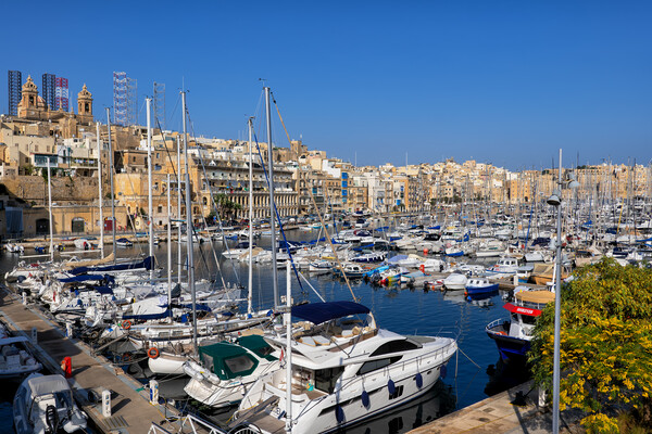 Senglea Skyline And Marina In Malta Picture Board by Artur Bogacki