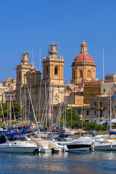 Vittoriosa Yacht Marina And St Lawrence Church Picture Board by Artur Bogacki