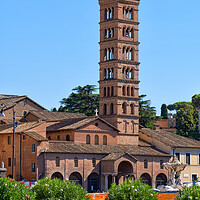 Buy canvas prints of Bell tower of Basilica of Saint Mary in Cosmedin by Artur Bogacki