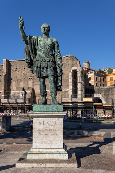 Roman Emperor Nerva Statue In Rome Picture Board by Artur Bogacki