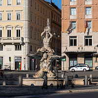 Buy canvas prints of Triton Fountain at Piazza Barberini in Rome by Artur Bogacki