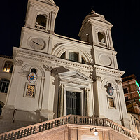 Buy canvas prints of Trinita dei Monti Church at Night in Rome by Artur Bogacki