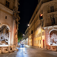 Buy canvas prints of Four Fountains And Street In Rome At Night by Artur Bogacki