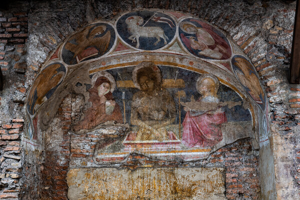 Jesus Christ In Medieval Apse Fresco Picture Board by Artur Bogacki