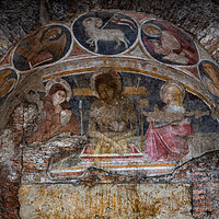 Buy canvas prints of Jesus Christ In Medieval Apse Fresco by Artur Bogacki