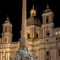 Buy canvas prints of Church and Fountain in Rome at Night by Artur Bogacki