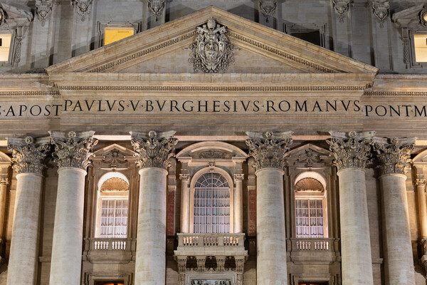St Peter Basilica Pediment And Pope Window Picture Board by Artur Bogacki
