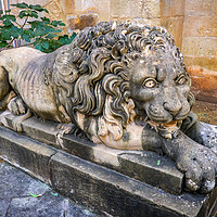 Buy canvas prints of Lion Sculpture At Grand Masters Palace In Malta by Artur Bogacki