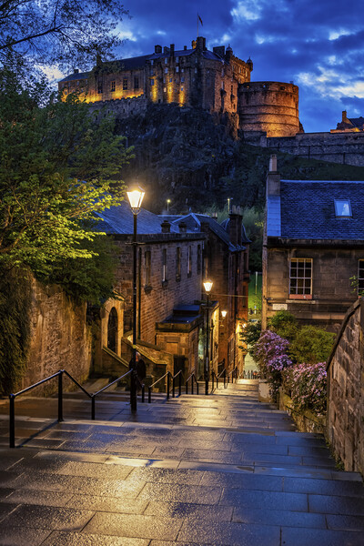 Edinburgh From Vennel Steps At Dusk Picture Board by Artur Bogacki