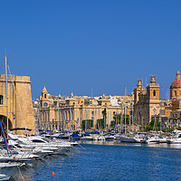 Buy canvas prints of Birgu Skyline And Vittoriosa Yacht Marina In Malta by Artur Bogacki