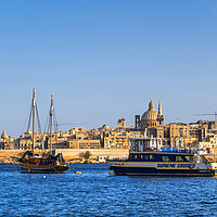Buy canvas prints of Valletta Skyline From Marsamxett Harbour by Artur Bogacki