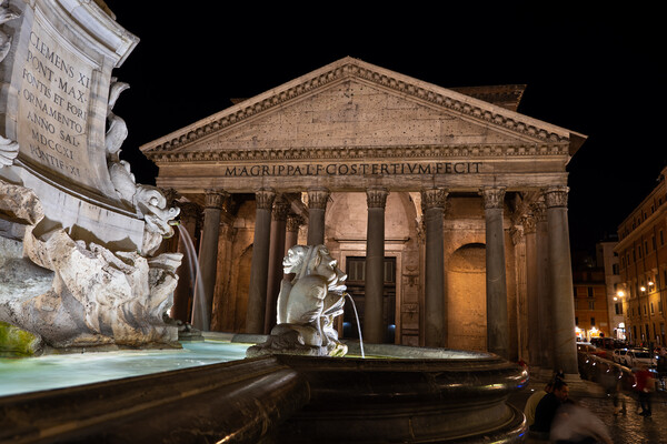 Pantheon and Fountain at Night in Rome Picture Board by Artur Bogacki