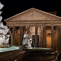 Buy canvas prints of Pantheon and Fountain at Night in Rome by Artur Bogacki