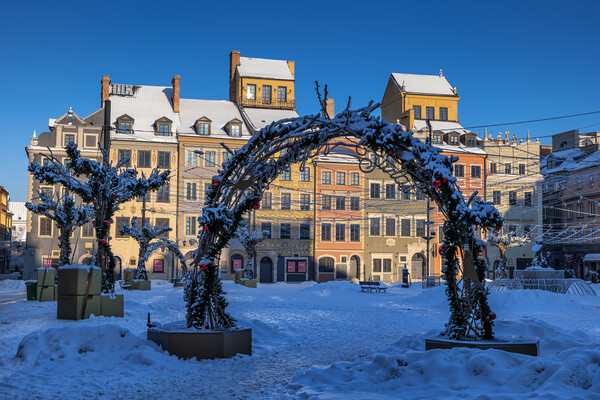Winter Sunrise At Warsaw Old Town Square Picture Board by Artur Bogacki