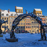 Buy canvas prints of Winter Sunrise At Warsaw Old Town Square by Artur Bogacki