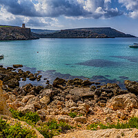 Buy canvas prints of Rocky Shore of Golden Bay in Malta by Artur Bogacki