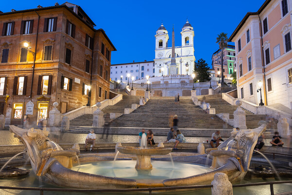 Spanish Steps and Fountain in Rome at Night Picture Board by Artur Bogacki
