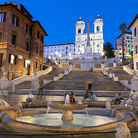 Buy canvas prints of Spanish Steps and Fountain in Rome at Night by Artur Bogacki