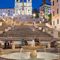 Buy canvas prints of Spanish Steps and Fountain in Rome by Night by Artur Bogacki