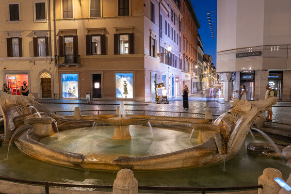 Barcaccia Fountain in Rome at Night Picture Board by Artur Bogacki