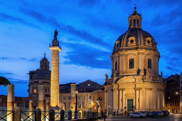Trajan Column and Church in Rome at Night Picture Board by Artur Bogacki