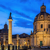 Buy canvas prints of Trajan Column and Church in Rome at Night by Artur Bogacki