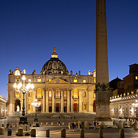 Buy canvas prints of St Peter Basilica And Square At Night In Vatican by Artur Bogacki
