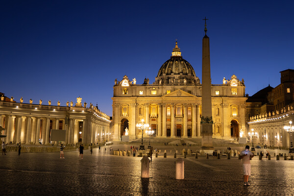 St Peter Basilica And Square In Vatican At Night Picture Board by Artur Bogacki