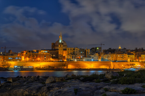 Night Skyline of Valletta in Malta Picture Board by Artur Bogacki