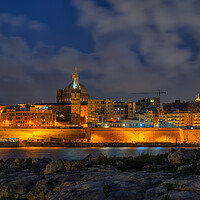 Buy canvas prints of Night Skyline of Valletta in Malta by Artur Bogacki