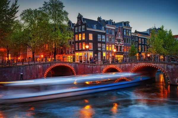 City of Amsterdam at Dusk Picture Board by Artur Bogacki