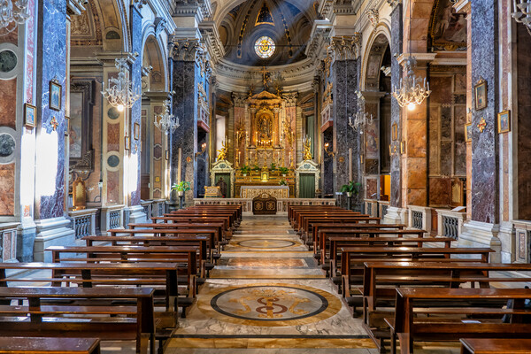 Santa Maria in Via Interior In Rome Picture Board by Artur Bogacki