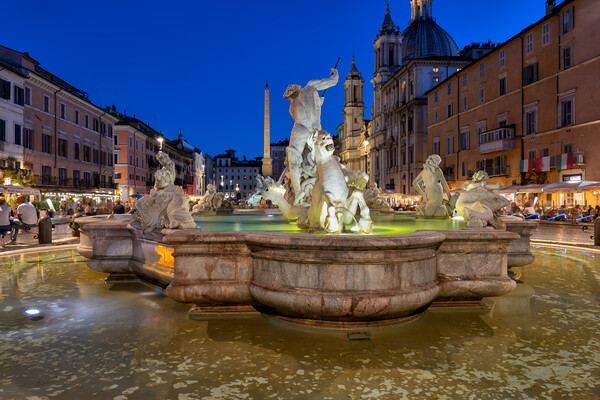 Fountain of Neptune at Night in Rome Picture Board by Artur Bogacki