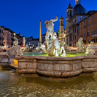 Buy canvas prints of Fountain of Neptune at Night in Rome by Artur Bogacki