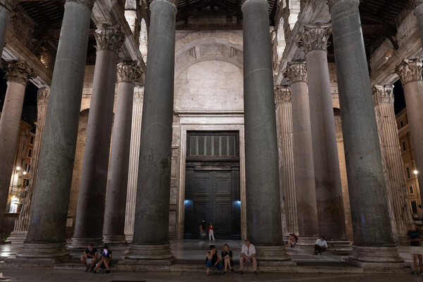 Columns Of Pantheon Portico At Night Picture Board by Artur Bogacki