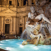 Buy canvas prints of Fiumi Fountain By Night In Rome by Artur Bogacki
