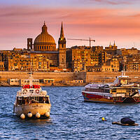 Buy canvas prints of City Skyline of Valletta at Sunset in Malta by Artur Bogacki