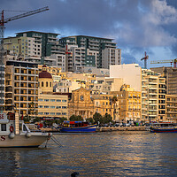 Buy canvas prints of Sliema Town At Sunset In Malta by Artur Bogacki