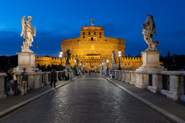 Castel Sant Angelo And Bridge In Rome At Night Picture Board by Artur Bogacki