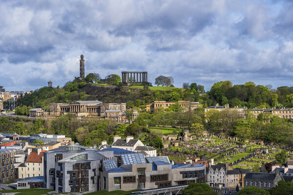 Edinburgh Cityscape With Calton Hill Picture Board by Artur Bogacki