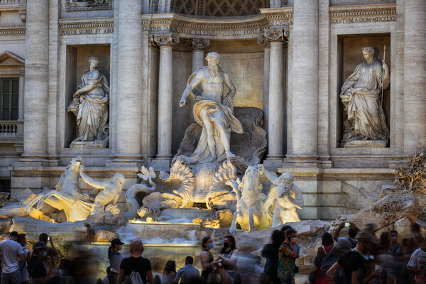 Monumental Trevi Fountain At Dusk In Rome Picture Board by Artur Bogacki
