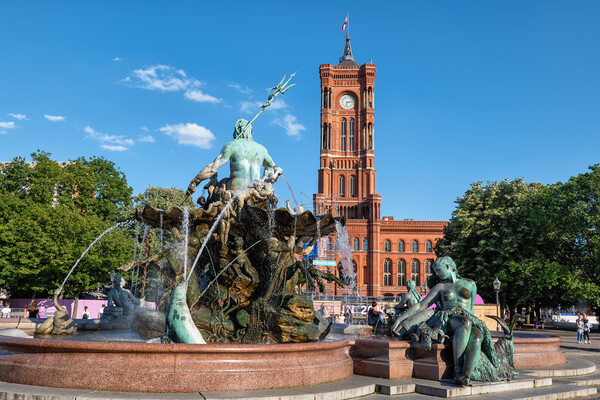 Neptune Fountain And City Hall In Berlin Picture Board by Artur Bogacki