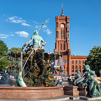 Buy canvas prints of Neptune Fountain And City Hall In Berlin by Artur Bogacki