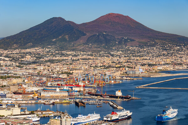 Mount Vesuvius Above Naples City And Port Picture Board by Artur Bogacki