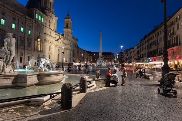 Piazza Navona At Night In Rome Picture Board by Artur Bogacki