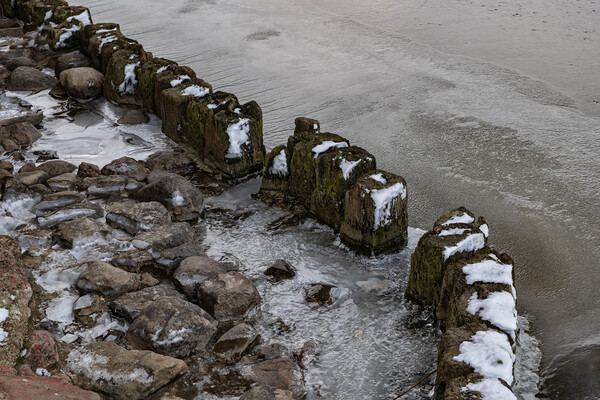 Frozen River With Old Wooden Posts Picture Board by Artur Bogacki