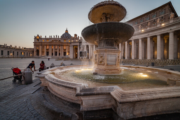 Fountain On St Peter Square In Vatican Picture Board by Artur Bogacki