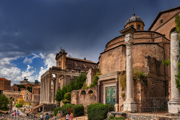 Ancient Temples At Roman Forum In Rome Picture Board by Artur Bogacki